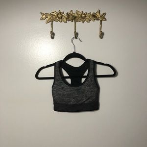 all in motion | gray and black sports bra